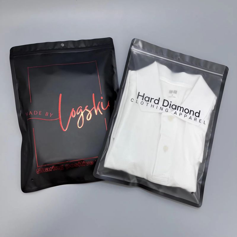 Eco-Friendly Custom Logo Ziplock Clothing Bag with Air Hole