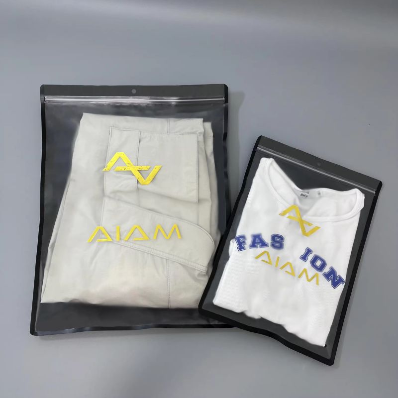 Eco-Friendly Custom Logo Ziplock Clothing Bag with Air Hole