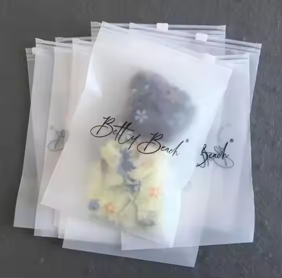 Plastic Zipper Bags With Logo Customized Printed Biodegradable Underwear Frosted Zip Lock Bag Pvc Clothing Bikini Packaging 