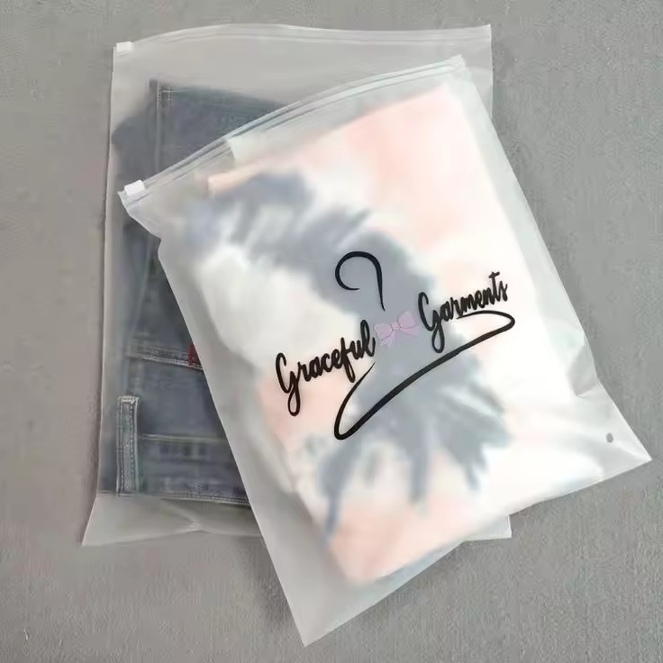 Plastic Zipper Bags With Logo Customized Printed Biodegradable Underwear Frosted Zip Lock Bag Pvc Clothing Bikini Packaging 