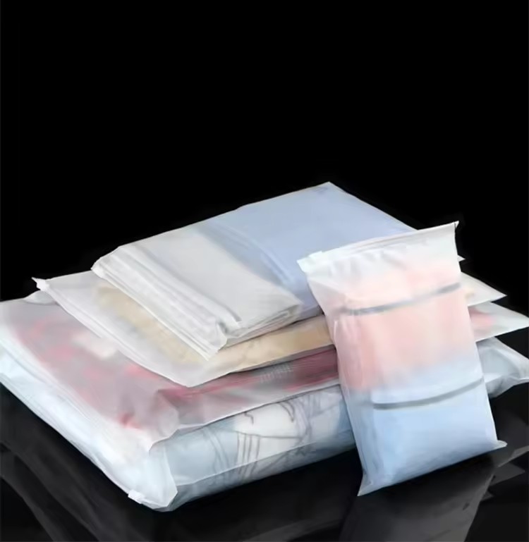 Custom frosted zipper bags for clothes wholesalers