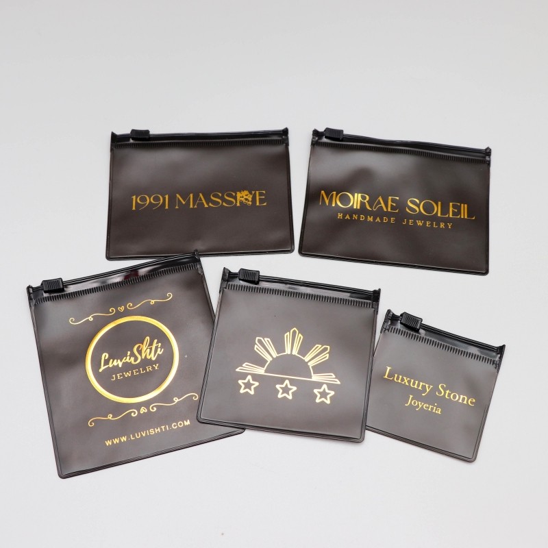 Custom printed logo plastic zipper lock bag frosted zipper bags jewelry pouch