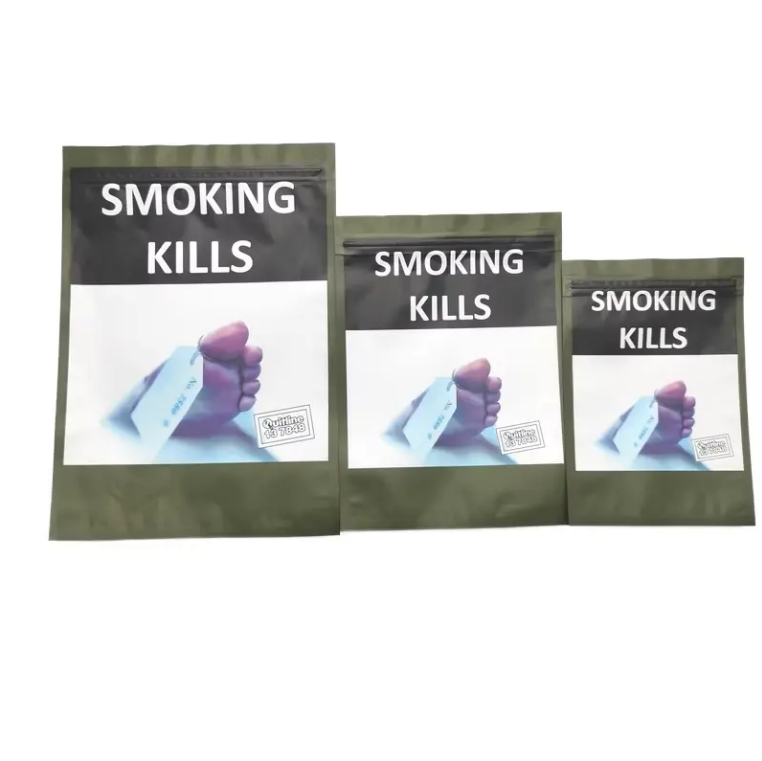 Wholesale Resealable Plastic Ziplock Bag Hand Rolling Tobacco Packaging Pouch with Zipper and Sticker