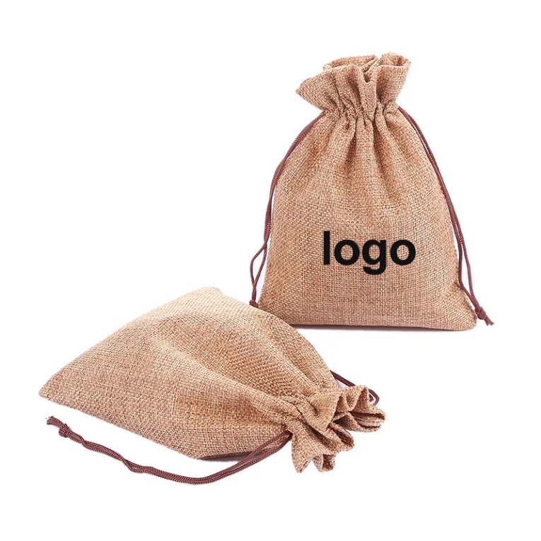 Custom burlap bags wholesale jute drawstring bag gift pouch