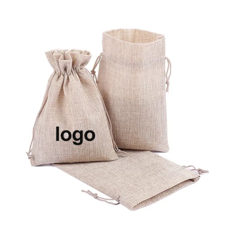 Custom burlap bags wholesale jute drawstring bag gift pouch