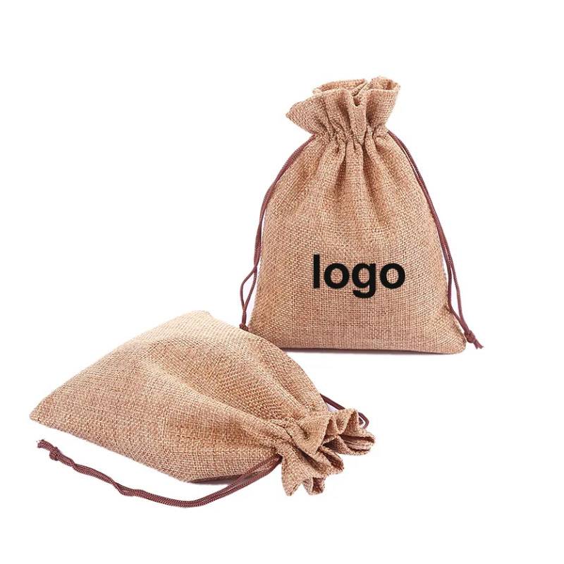 Custom burlap bags wholesale jute drawstring bag gift pouch