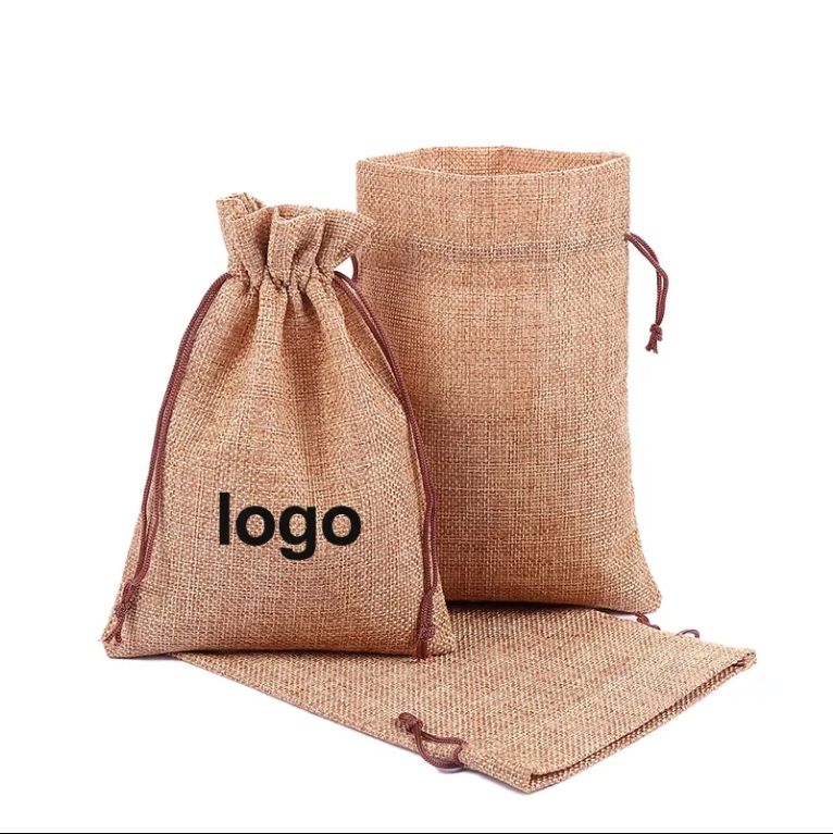 Custom burlap bags wholesale jute drawstring bag gift pouch