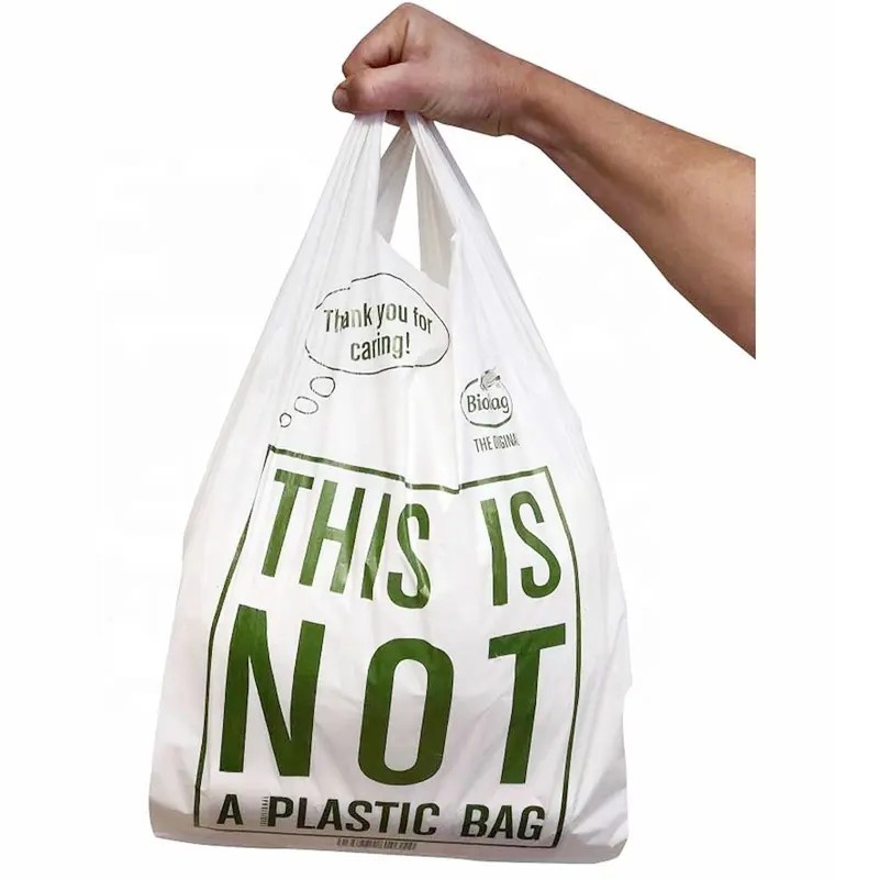 Custom t- shirt biodegradable plastic shopping bag